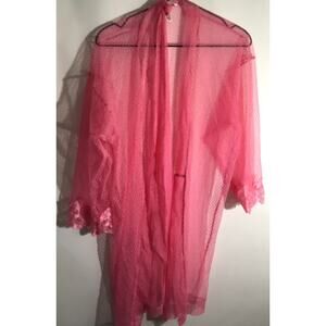 Victoria's Secret Sheer Boho Floral Embroidery Short Robe Pink Women's Size XS